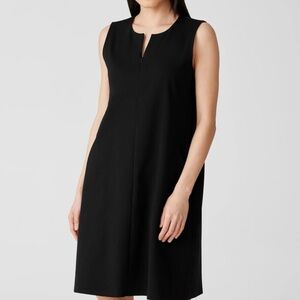 Eileen Fisher Cotton Ponte Zip Up Black Sleeveless Dress Size XL